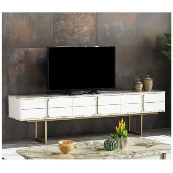 Meuble TV Lux Everest 82 POUCES - 2501-206- T - Pieds en métal - Blanc