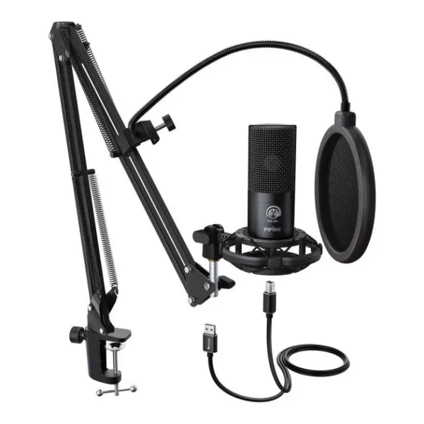 Microphone de studio à condensateur USB- FIFINE-T669 - Noir
