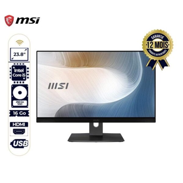 Ordinateur tout-en-un - MSI - AM241P AIO - 23.8" - Intel Core i5-1135G7 256Go/8Go RAM - Windows 10 - 12 mois de garantie ( Livré entre 5-7 jours )