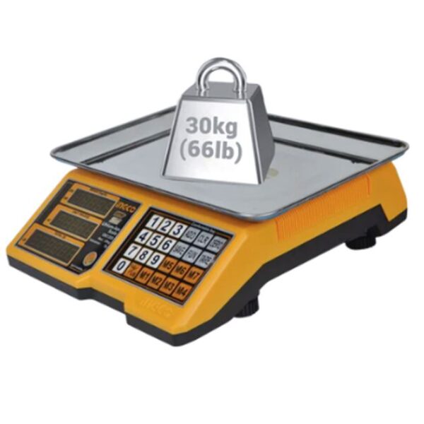 Balance Numérique Rechargeable Sans Fil au Lithium-ion 30KG- INGCO CES1223