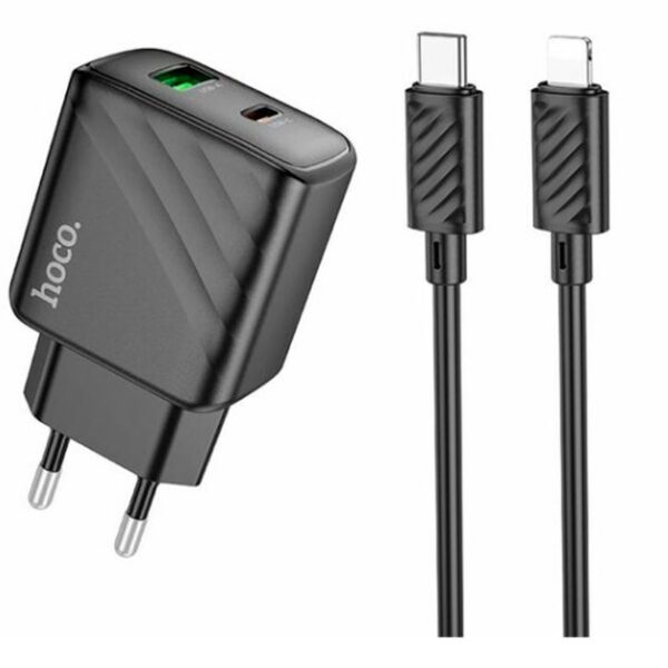 Chargeur Hoco - CS23A - Double port PD30W + QC3.0 - Prise européenne - Avec câble type-c vers Lightning - Garantie 1 mois