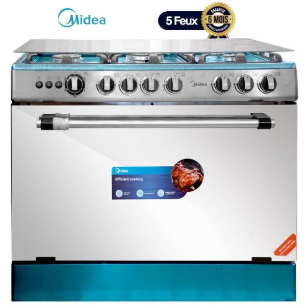Cuisinière MIDEA - 5 Foyers 60 * 90 MD988 INOX - Grand Four Garantie 6 Mois