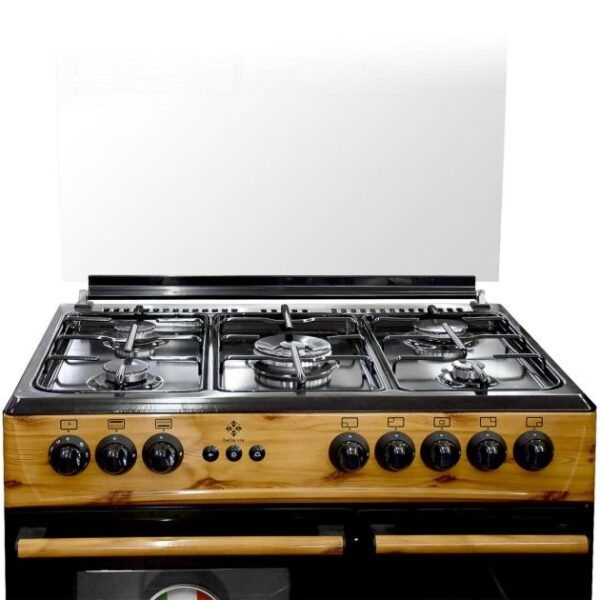 Cuisinière à Gaz Belle Vie - 5 feux - Port bouteille à Gaz - 60 x 90 cm - Bois/Noir - Garantie de 6 Mois - Image 3