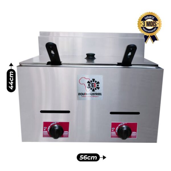 Friteuse Gaz Professionnelle - EQUINDUSTRIEL - 12 Litres - 2800pa - 2 Paniers de Friture - 2 Foyer Dicimuler - Argent - Garantie 3 mois