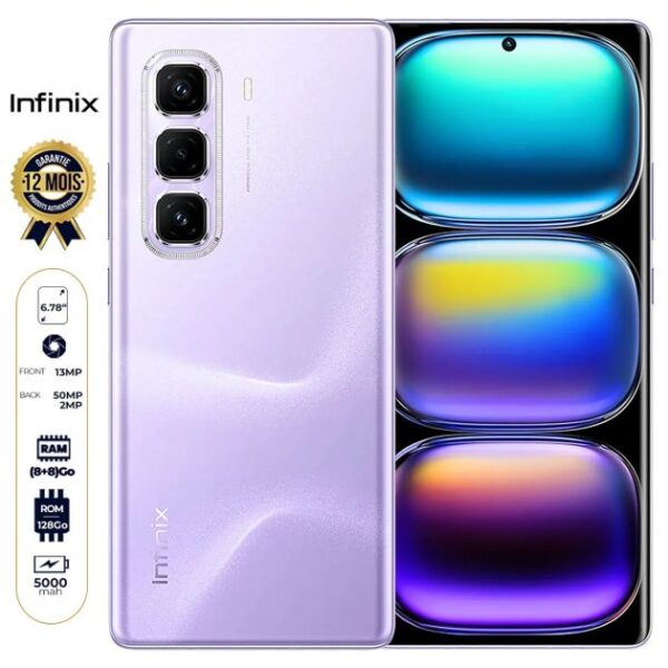 Infinix Hot 50 Pro+ 4G - 128 Go - 8 + 8Go RAM - 6,78" - 50MP+2MP/13MP - Dual Nano Sim - 5000mAh - Garantie 12 mois