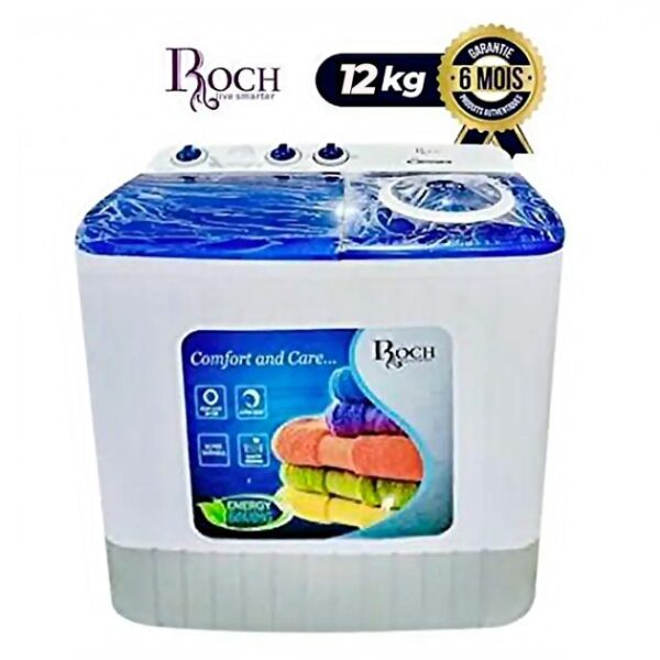Machine À Laver Semi Automatique Roch – 12Kg – Lavage Et Essorage - 6 mois