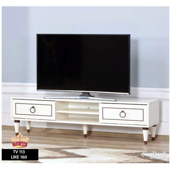 Meuble TV LIKE 160 AAAA- 3711-160-T - 02 étagères en bois - Blanc