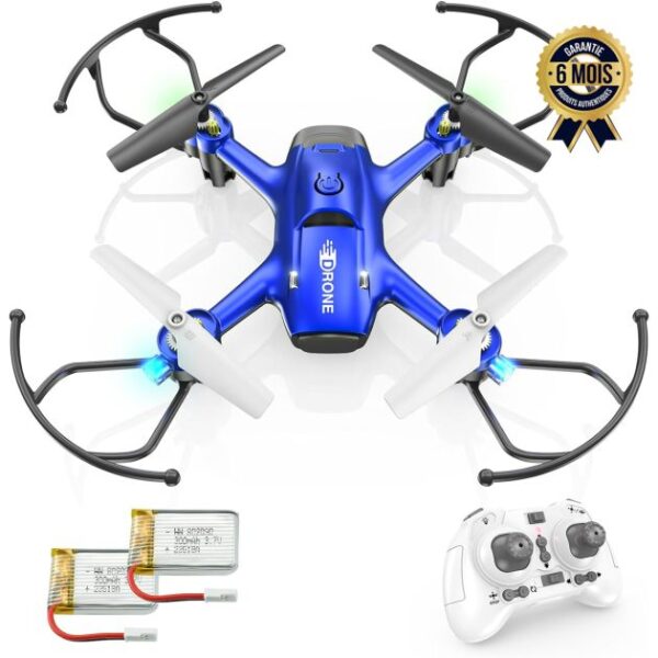 Drone Wipkviey T16 - Mini quadricoptère télécommandé pour débutants - 12 minutes de temps de vol - Retournement 3D - 6 Mois