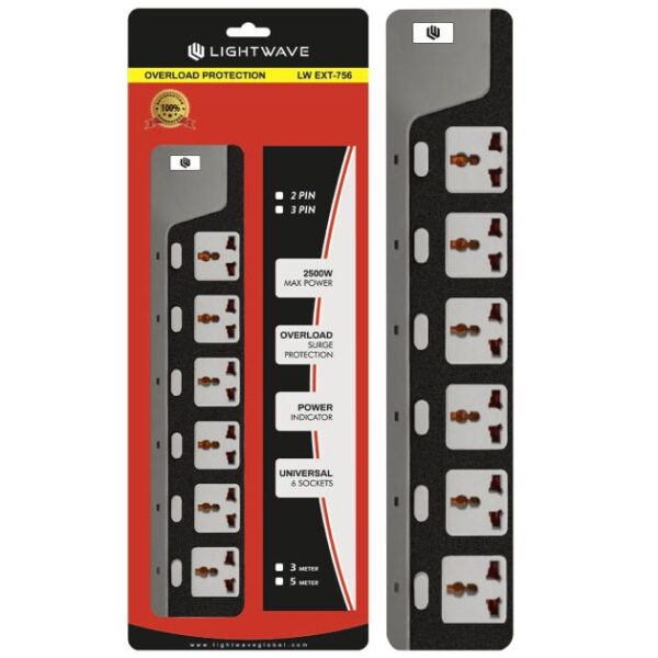 Rallonge électrique Light Waves EXT 756-2P - 6 prises - Extension socket - 2P / 3MTR
