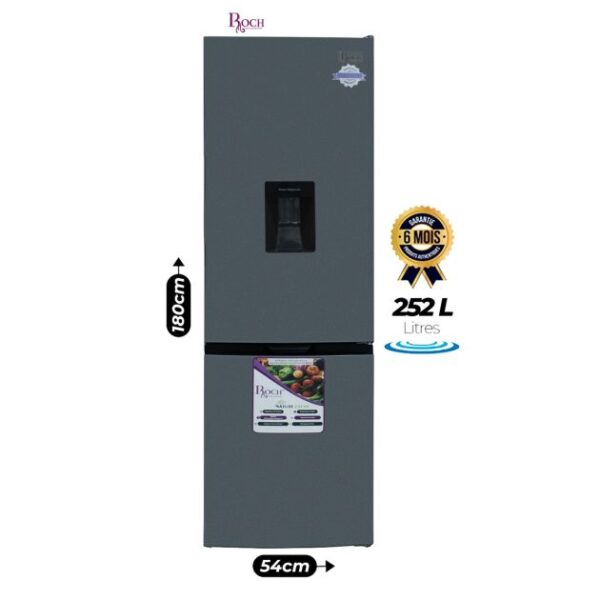 Réfrigérateur combiné - Roch - RFR-330 DB- B -254L- Gris - Garantie 6 mois