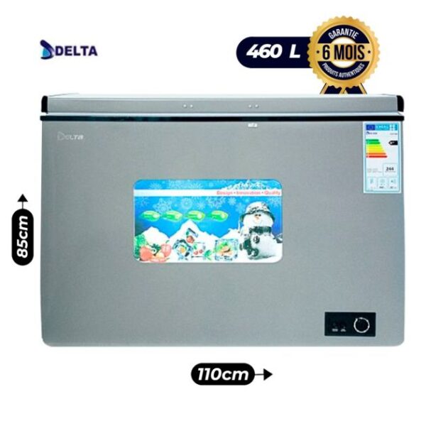 Congélateur coffre DELTA - DCF-460 - 460 litres - Gris - Garantie 6 Mois